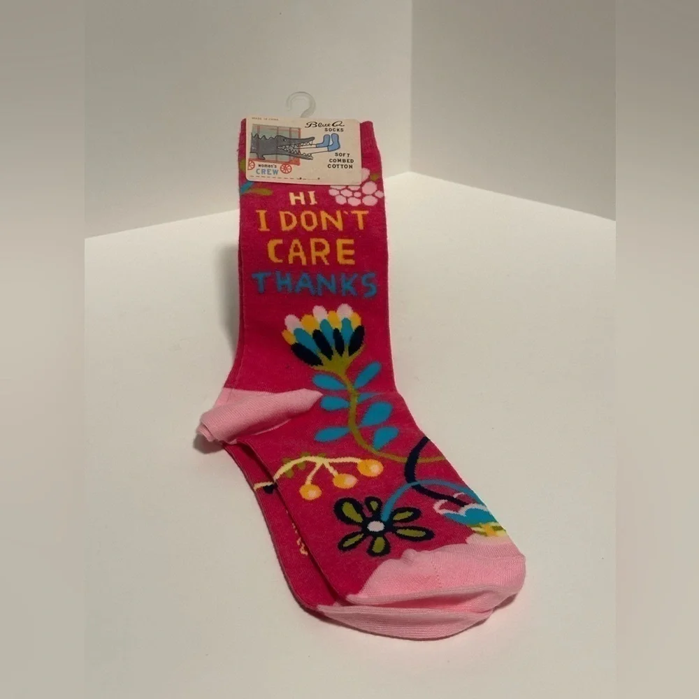 Blue Q Sock “Hi I Don’t Care Thanks”